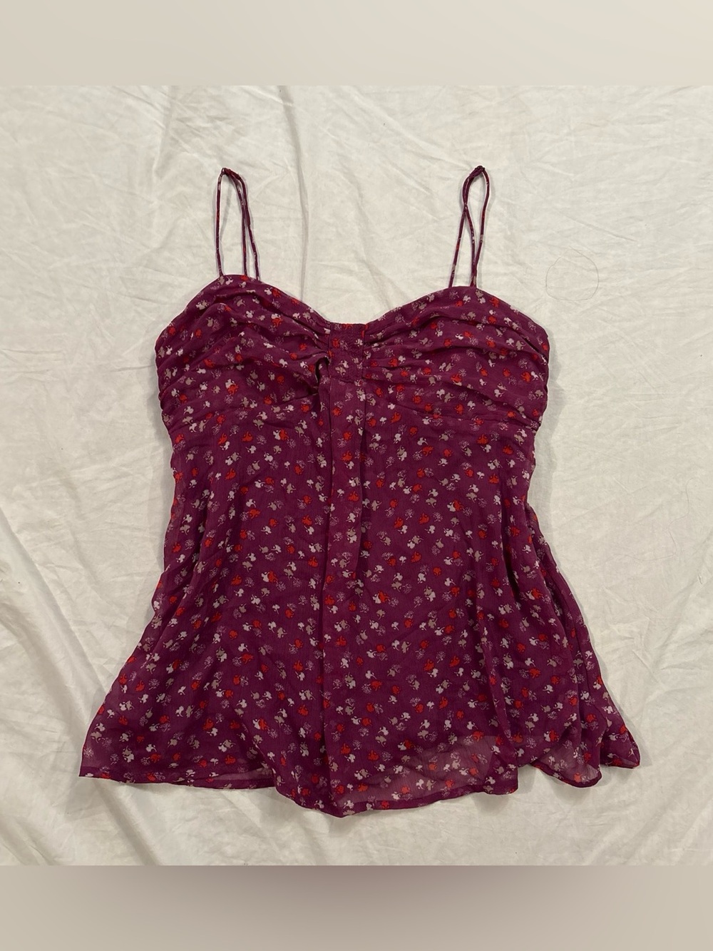 Y2K American Eagle Outfitters Plum Floral Spaghetti Strap babydoll Camisole